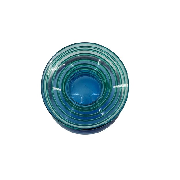 Blenko 5318 Hand-Blown Blue Glass Vase With Ribbed Neck - Picture 2 of 7